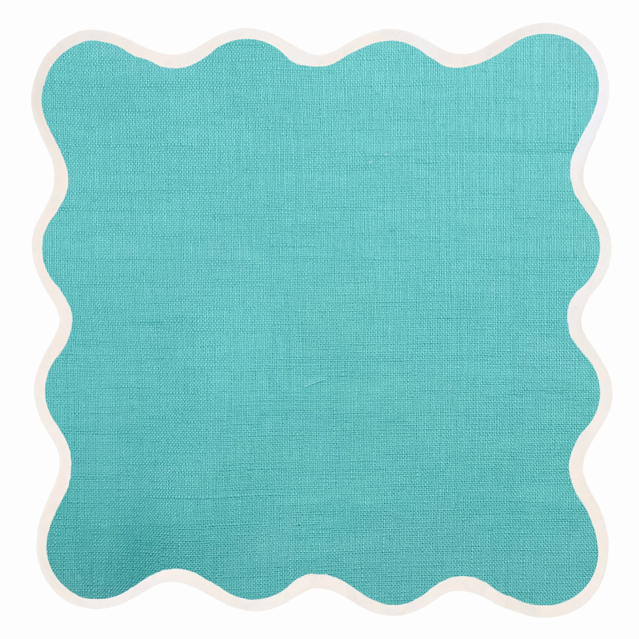 Scalloped Square Table Linen, Turquoise mini desktop sculpture