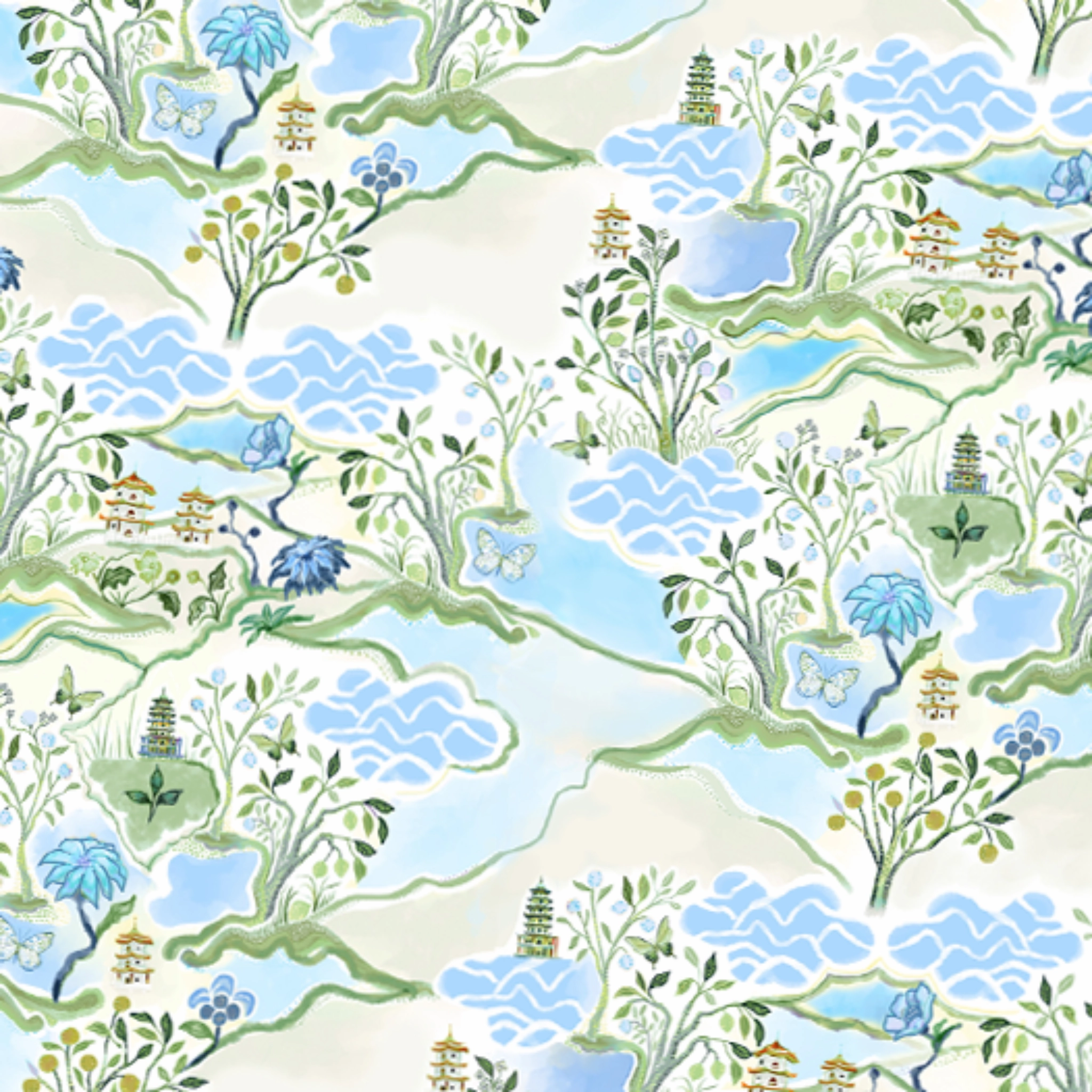 Scalloped Square Table Topper - Blue Pagoda cute desktop display