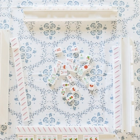 Scalloped Square Table Topper - Floral Trellis cute desktop display