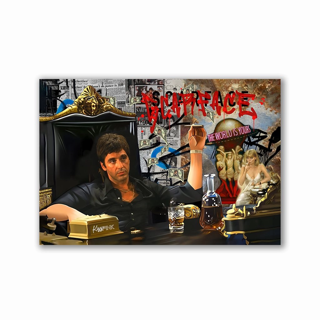 Scarface by Kiss Pink framed mural artwork
