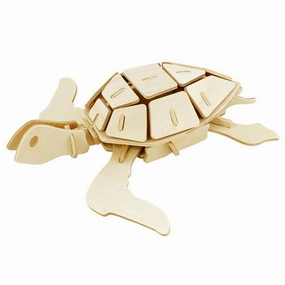 Sea Turtle DIY 3D Wooden Puzzle, Natural, 2-1/2-Inch wooden room decoration