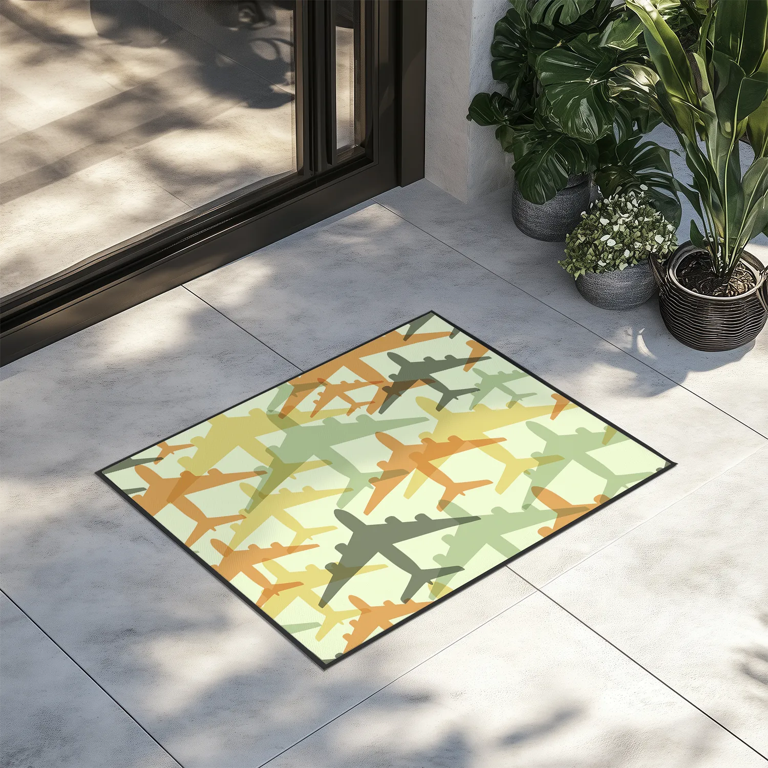Seamless Colourful Airplanes Designed Door Mats door entrance rug