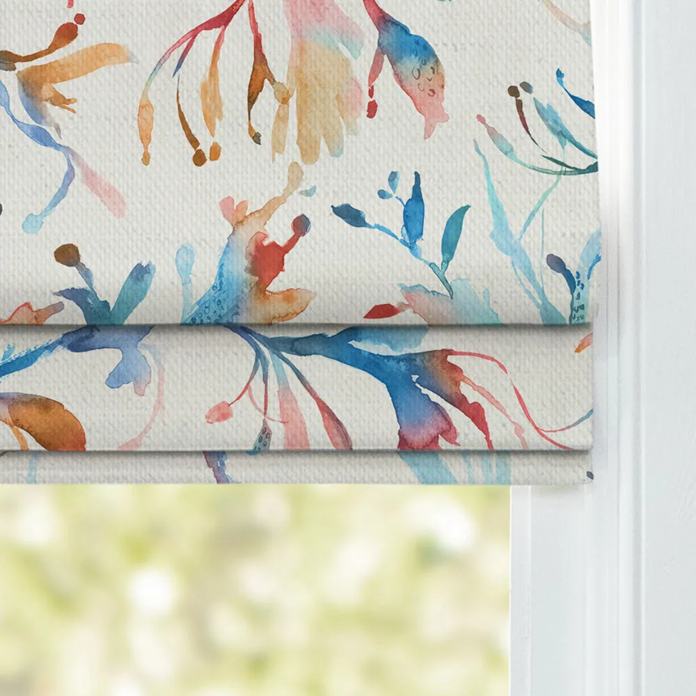 Seaweed Printed Cotton Made to Measure Roman Blinds Cobalt