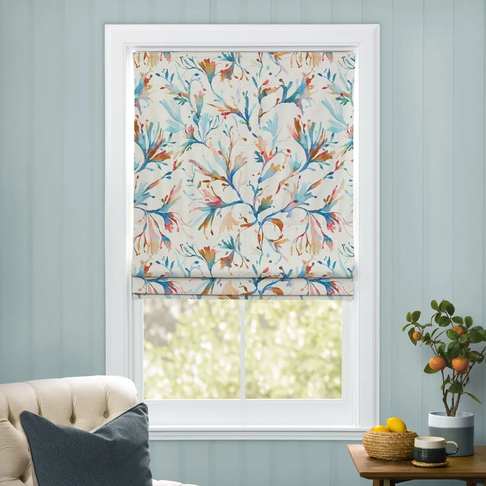 Seaweed Printed Cotton Made to Measure Roman Blinds Cobalt
