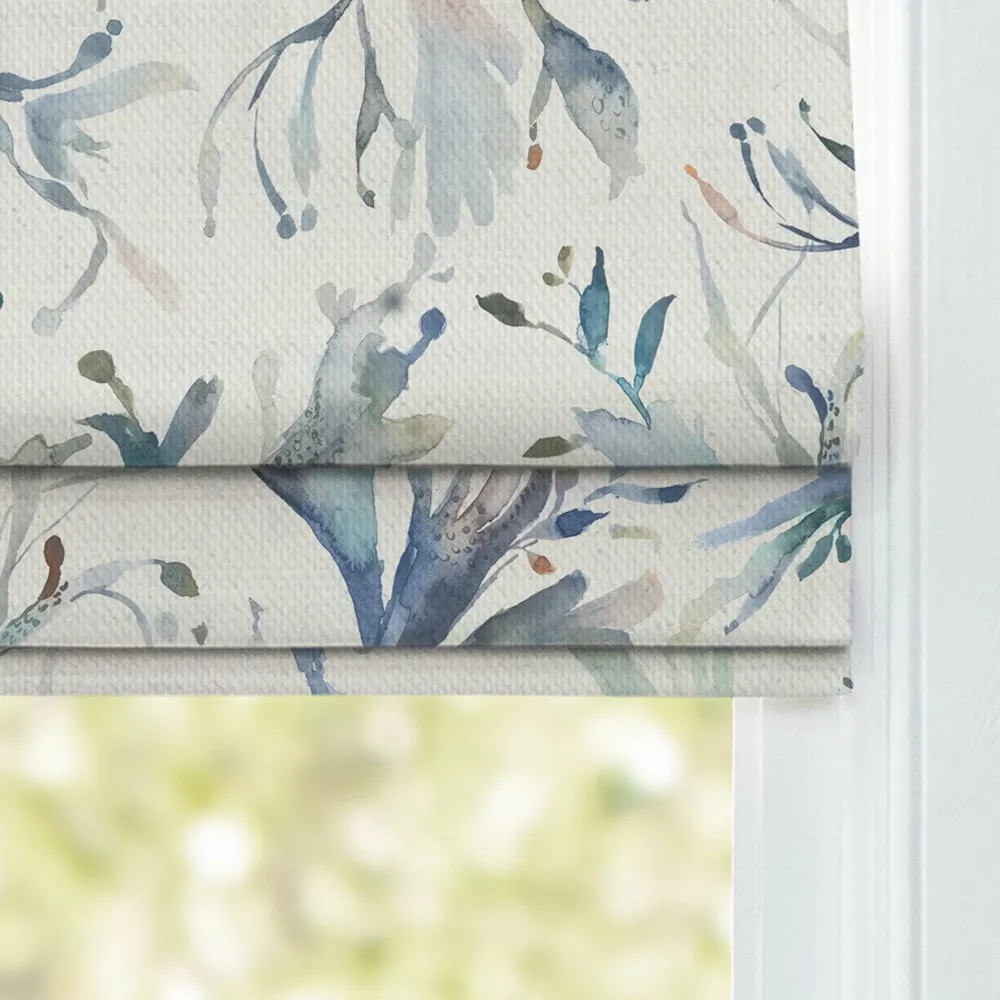 Seaweed Printed Cotton Made to Measure Roman Blinds Slate