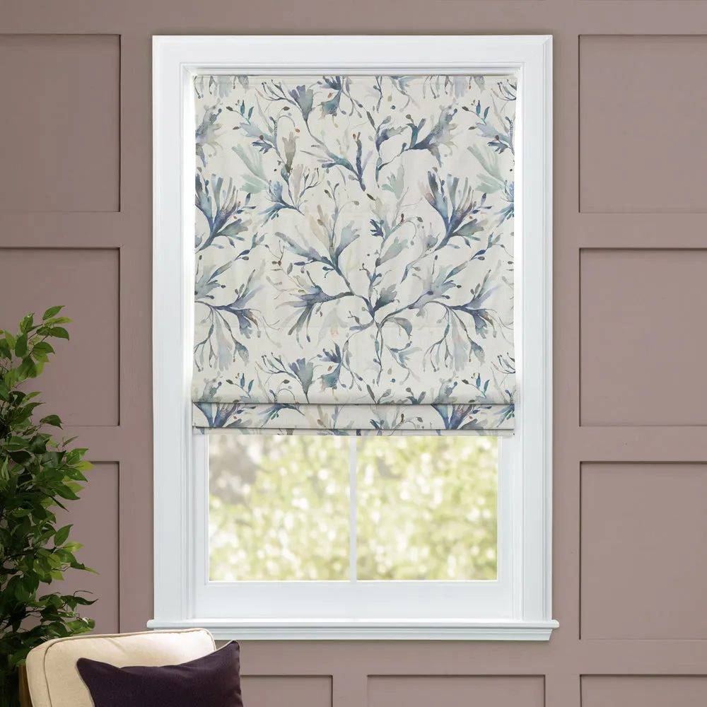 Seaweed Printed Cotton Made to Measure Roman Blinds Slate