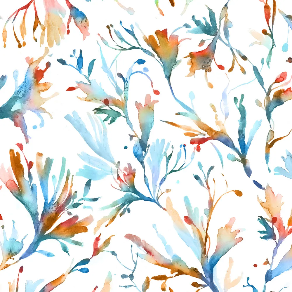 Seaweed Printed Made to Measure Curtains Cobalt
