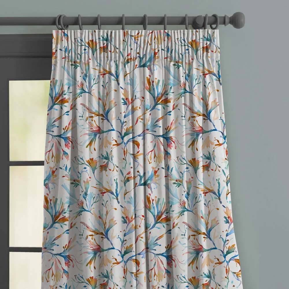 Seaweed Printed Made to Measure Curtains Cobalt