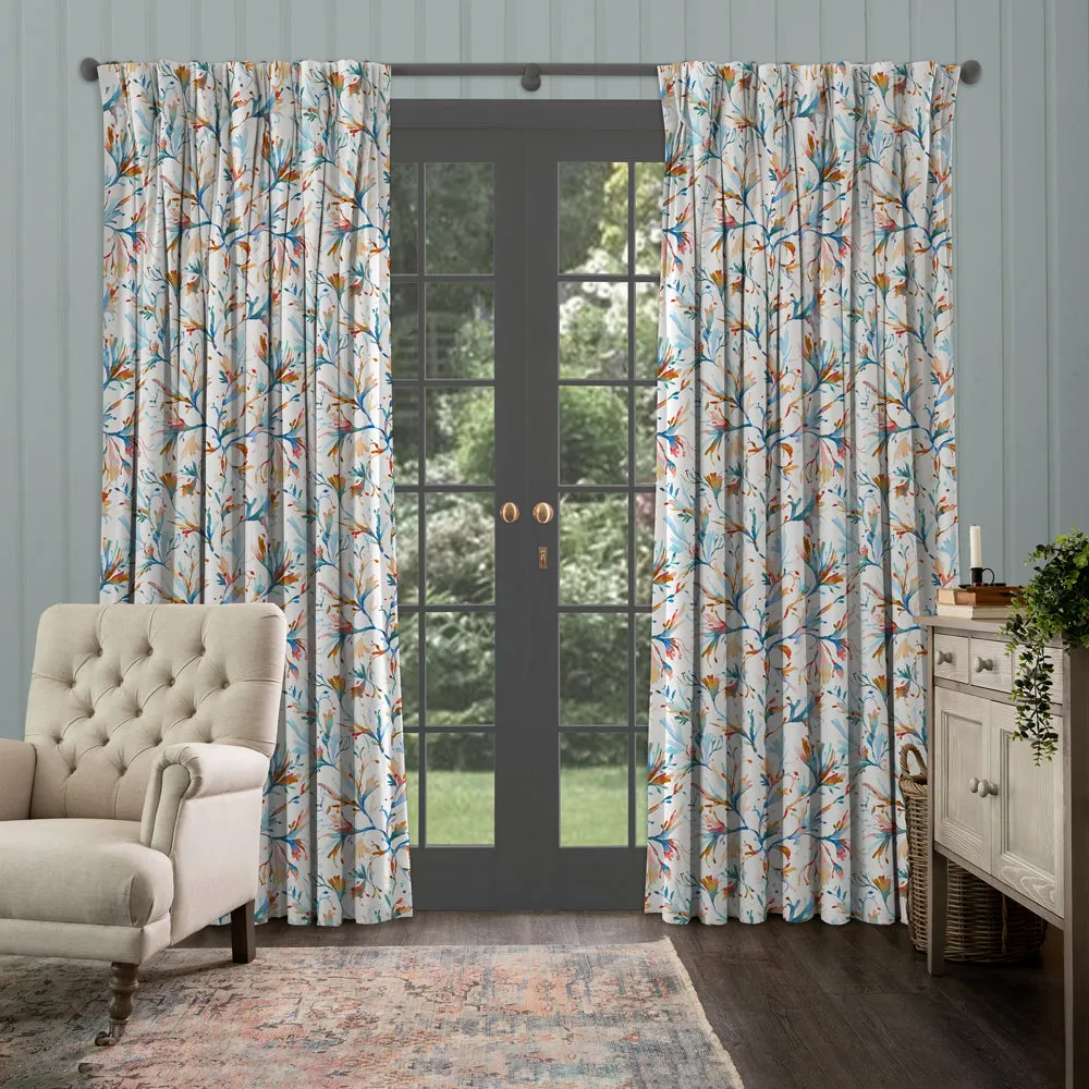 Seaweed Printed Made to Measure Curtains Cobalt