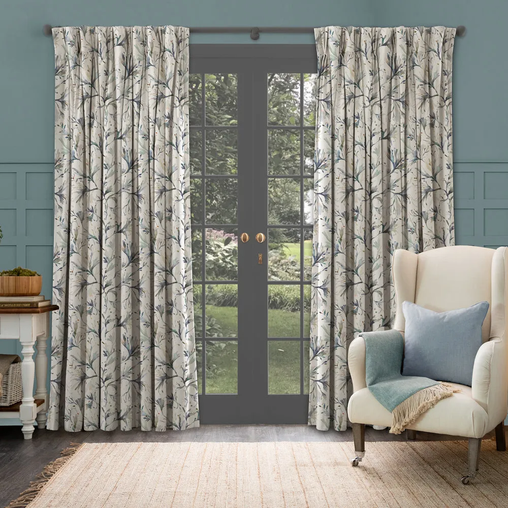 Seaweed Printed Made to Measure Curtains Slate