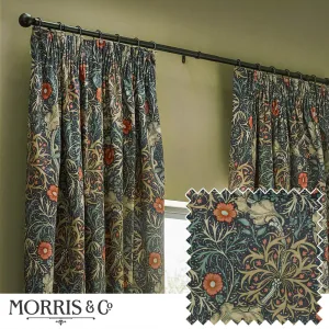 Seaweed Printed Velvet Pencil Pleat Curtains Indigo modern fashion rug  