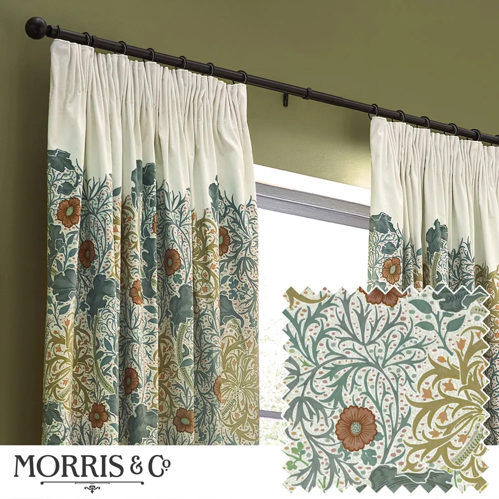 Seaweed Printed Velvet Pencil Pleat Curtains Stone/Sunflower modern fashion rug  