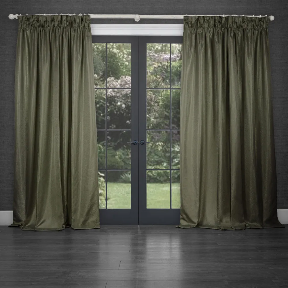 Sereno Woven Pencil Pleat Curtains Grass