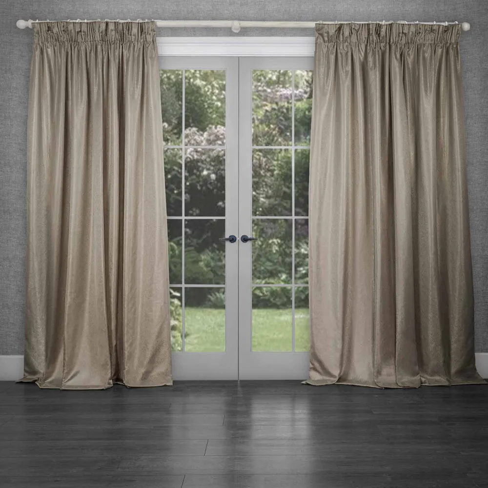 Sereno Woven Pencil Pleat Curtains Truffle