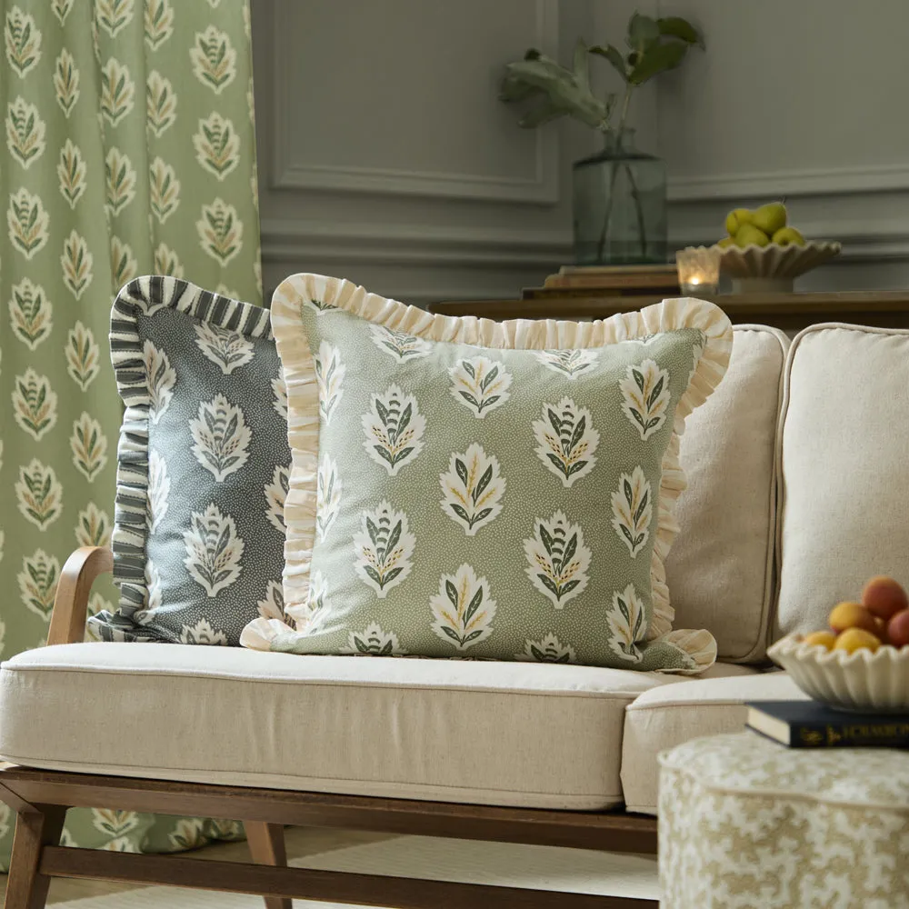 Sessile Leaf Ruffle Cushion Delph Blue
