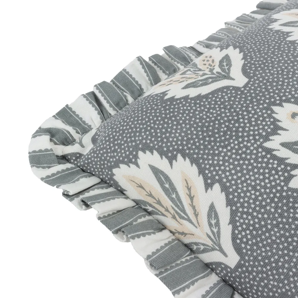 Sessile Leaf Ruffle Cushion Delph Blue