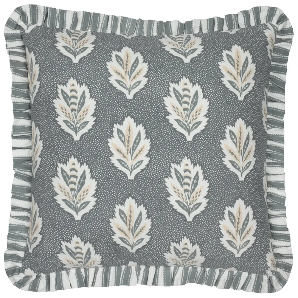 Sessile Leaf Ruffle Cushion Delph Blue