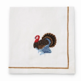 Set fo 4 Embroidered Turkey Dinner Napkins mini desktop sculpture