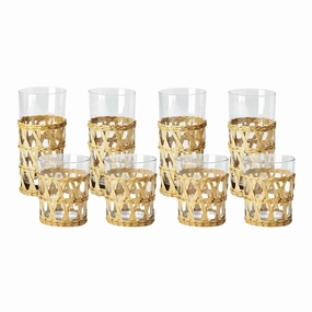 Set of 24 Island Chic Hand-Woven Lattice Drinking Glasses mini desktop sculpture