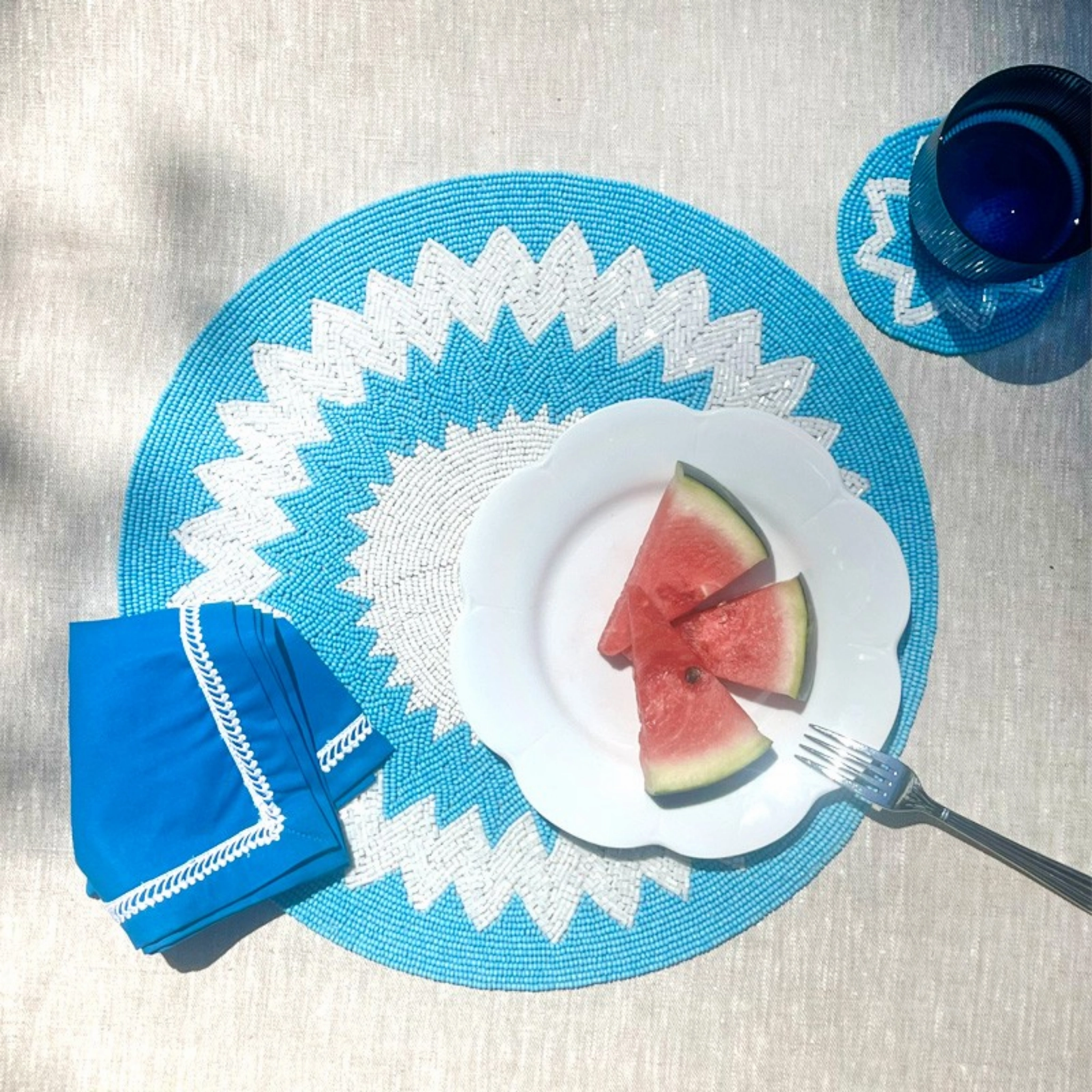 Set of 2 Blue & White Capri Placemats