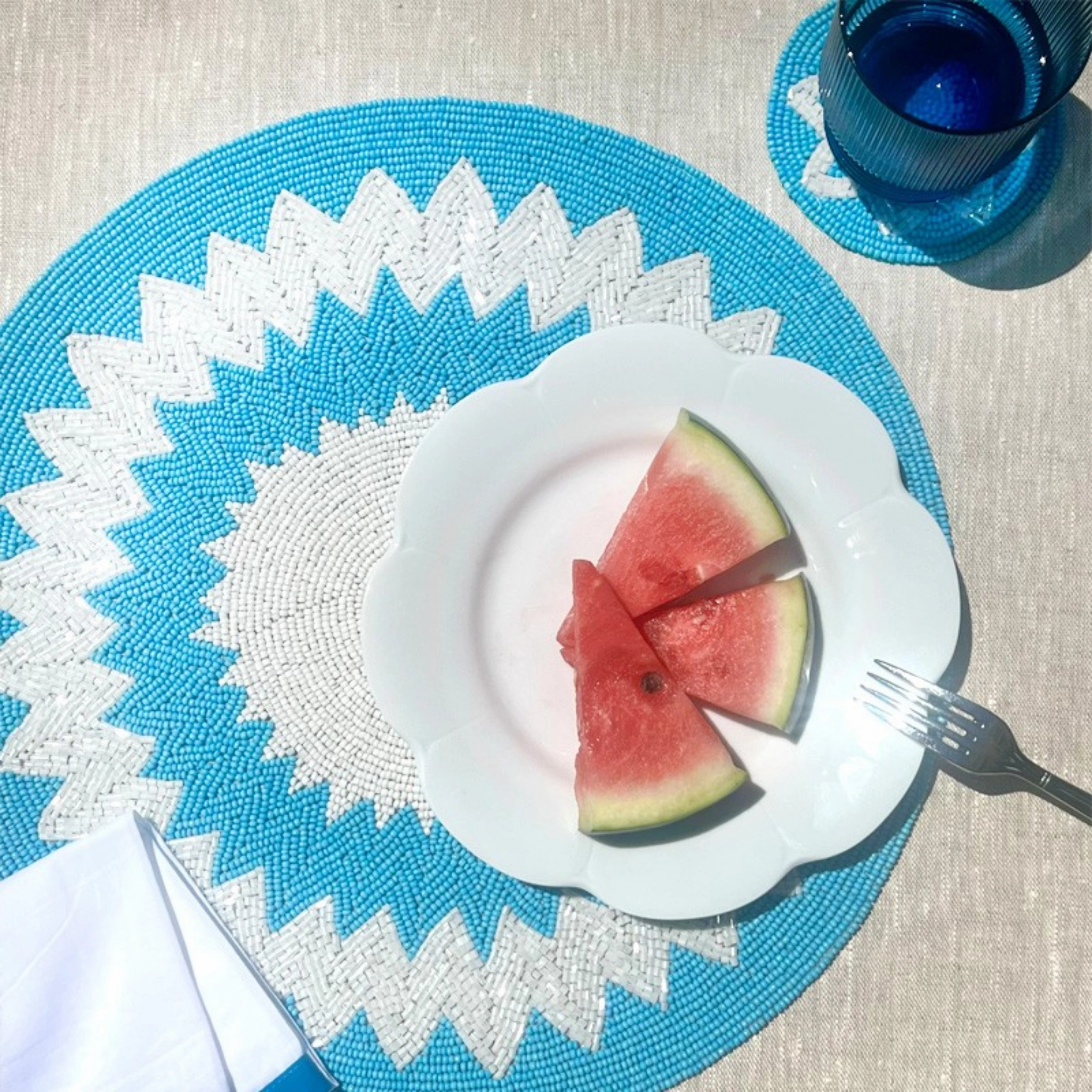 Set of 2 Blue & White Capri Placemats