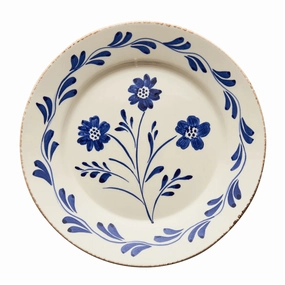 Set of 2 Hand Painted Blue & White Flowers and Vines Dinner Plates cute desktop display