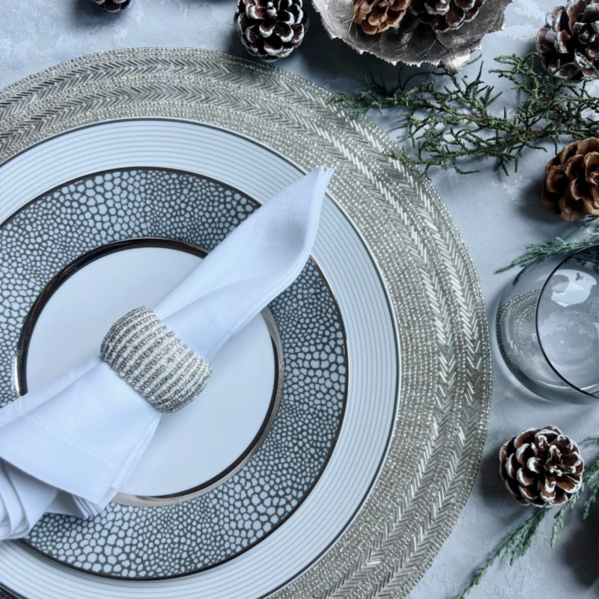 Set of 2 Silver Dazzle Placemats