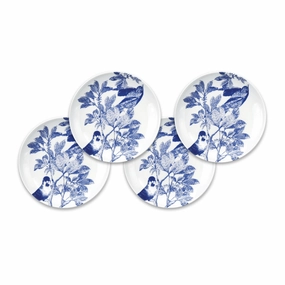 Set of 4 Blue Arbor Birds Canap Plates cute desktop display