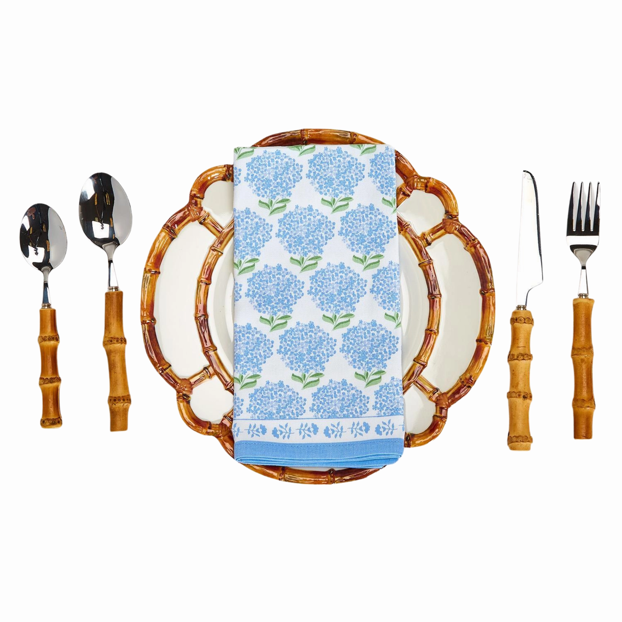 Set of 4 Blue Hydrangea Cloth Napkins