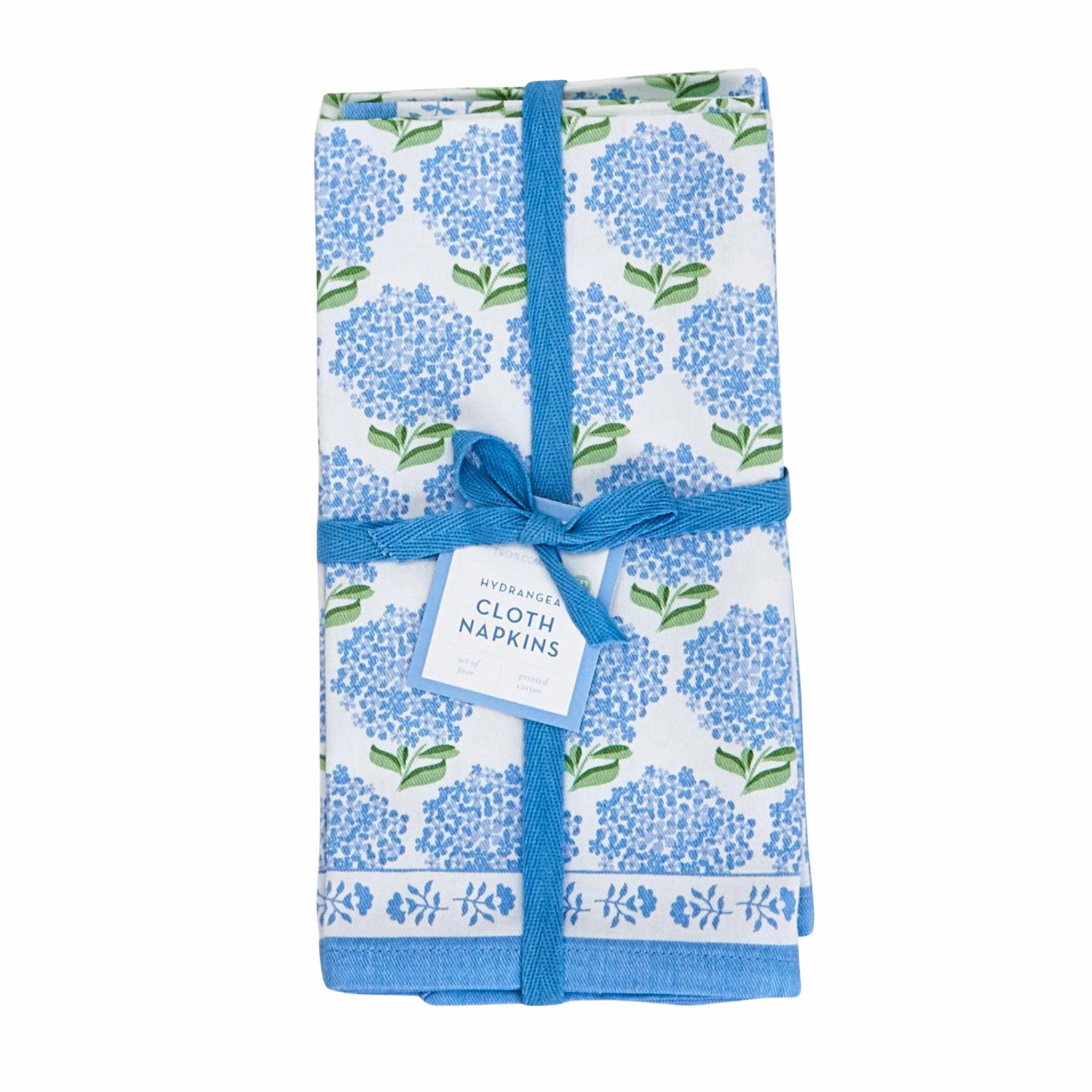 Set of 4 Blue Hydrangea Cloth Napkins