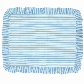 Set of 4 Blue Striped Quilted Placemats with Ruffle cute desktop display