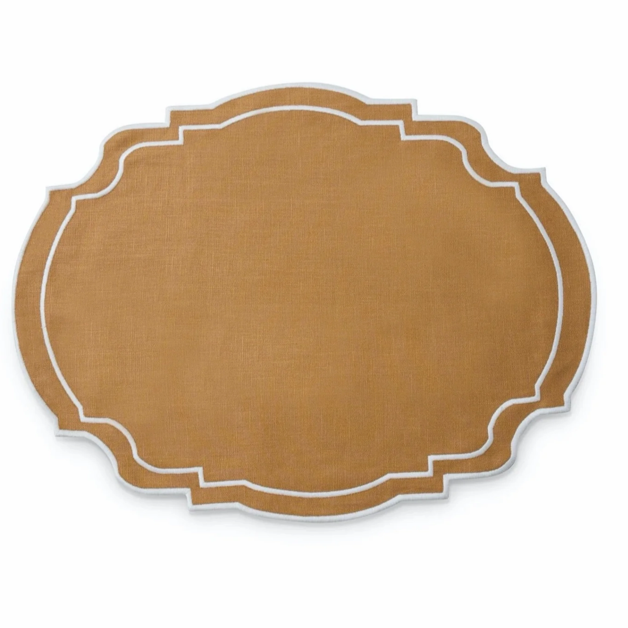 Set of 4 Carmel & White Embroidered Placemats mini desktop sculpture