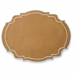 Set of 4 Carmel & White Embroidered Placemats cute desktop display