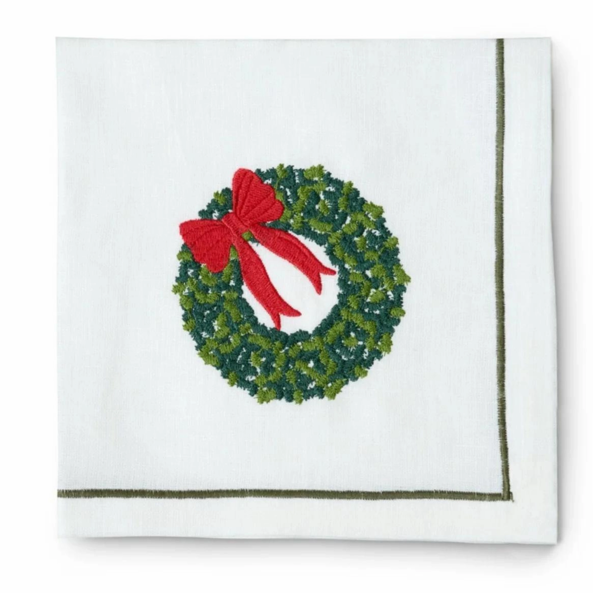 Set of 4 Christmas Wreath Embroidered Napkins mini desktop sculpture