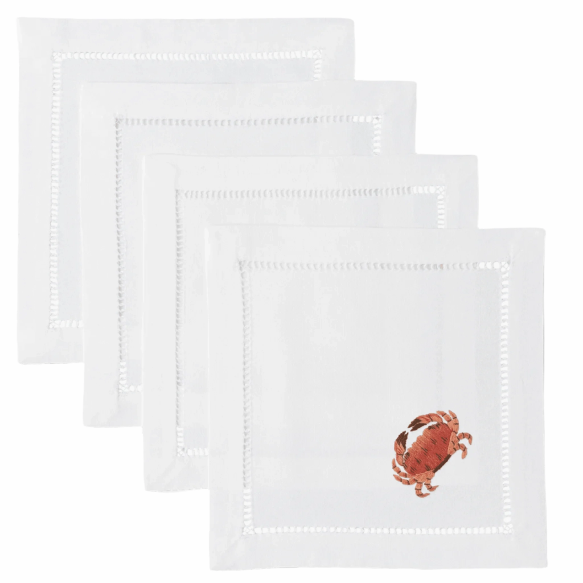 Set of 4 Crab Design Embroidered Cocktail Napkins mini desktop sculpture