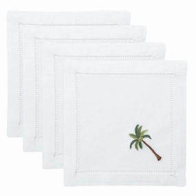 Set of 4 Embroidered Palm Tree Cocktail Napkins mini desktop sculpture