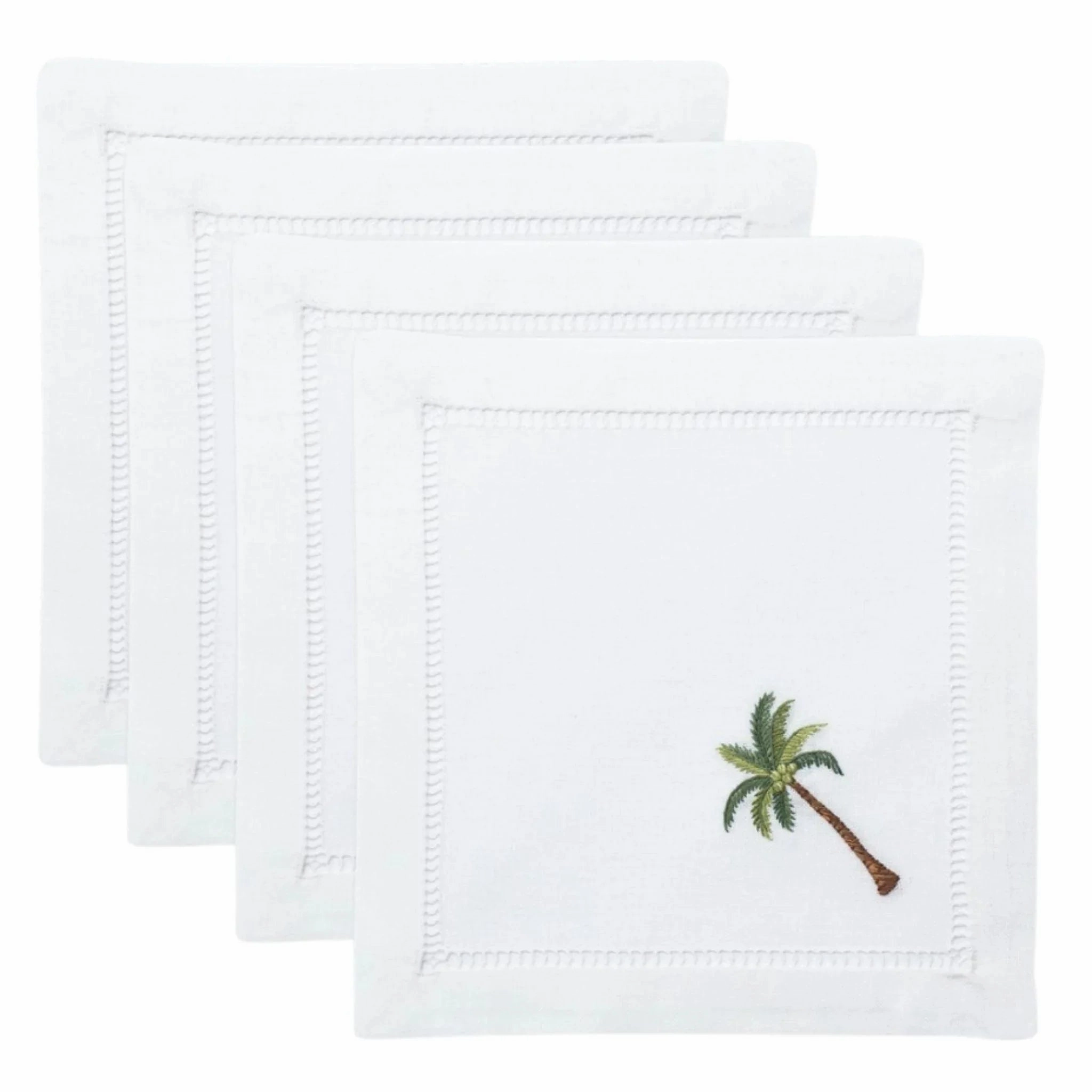 Set of 4 Embroidered Palm Tree Cocktail Napkins mini desktop sculpture