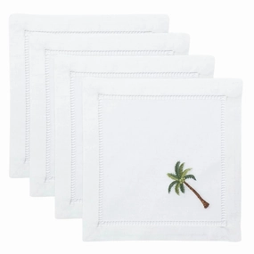 Set of 4 Embroidered Palm Tree Cocktail Napkins cute desktop display
