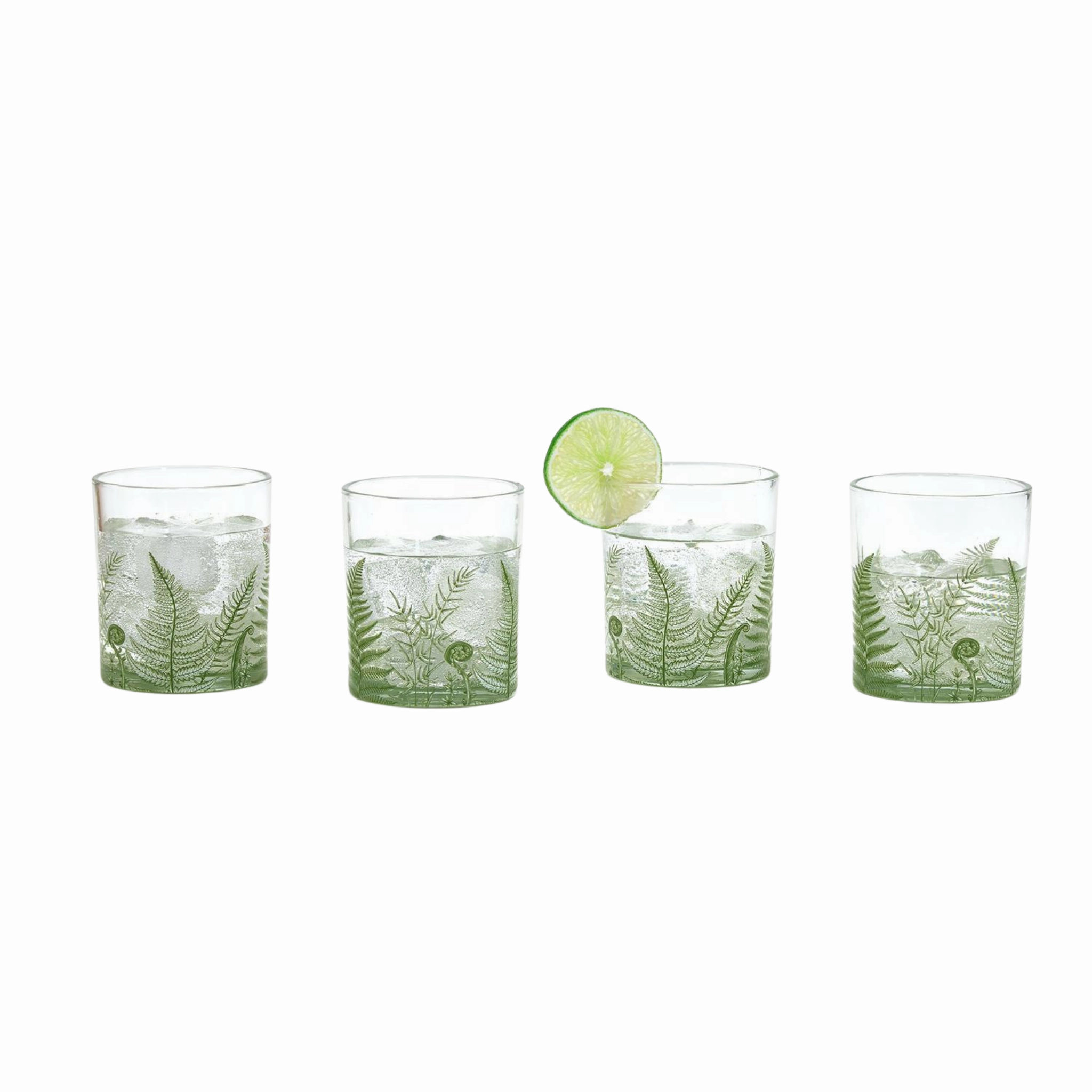 Set of 4 Fern Double Old Fashion Glasses