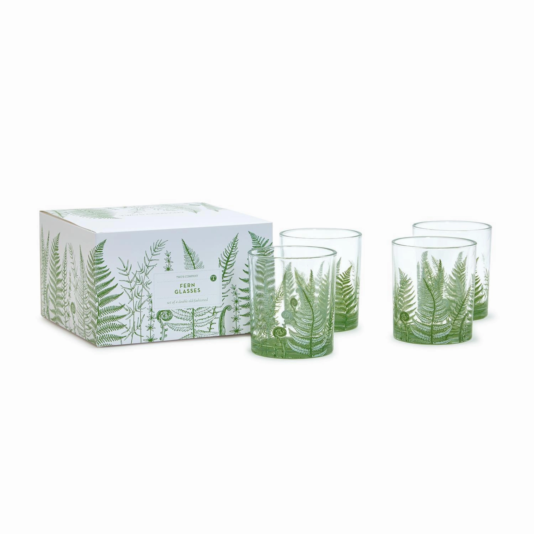 Set of 4 Fern Double Old Fashion Glasses