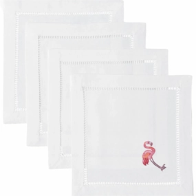 Set of 4 Flamingo Design Cocktail Napkins mini desktop sculpture