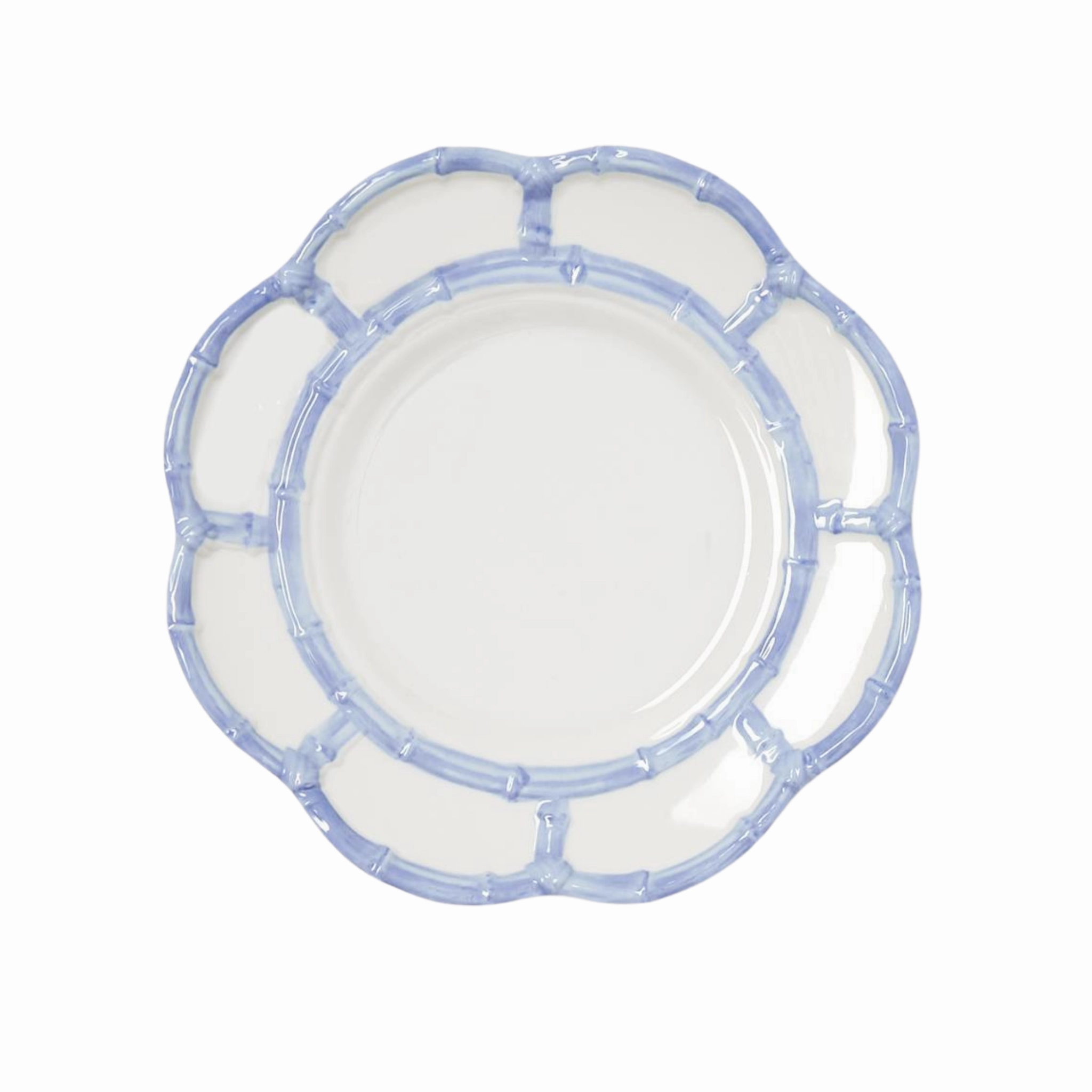Set of 4 French Blue Bamboo Touch Dessert/Salad Plates with Bamboo Rim mini desktop sculpture