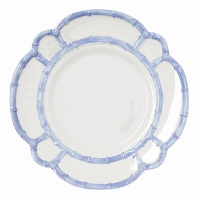Set of 4 French Blue Bamboo Touch Dinner Plates with Bamboo Rim cute desktop display