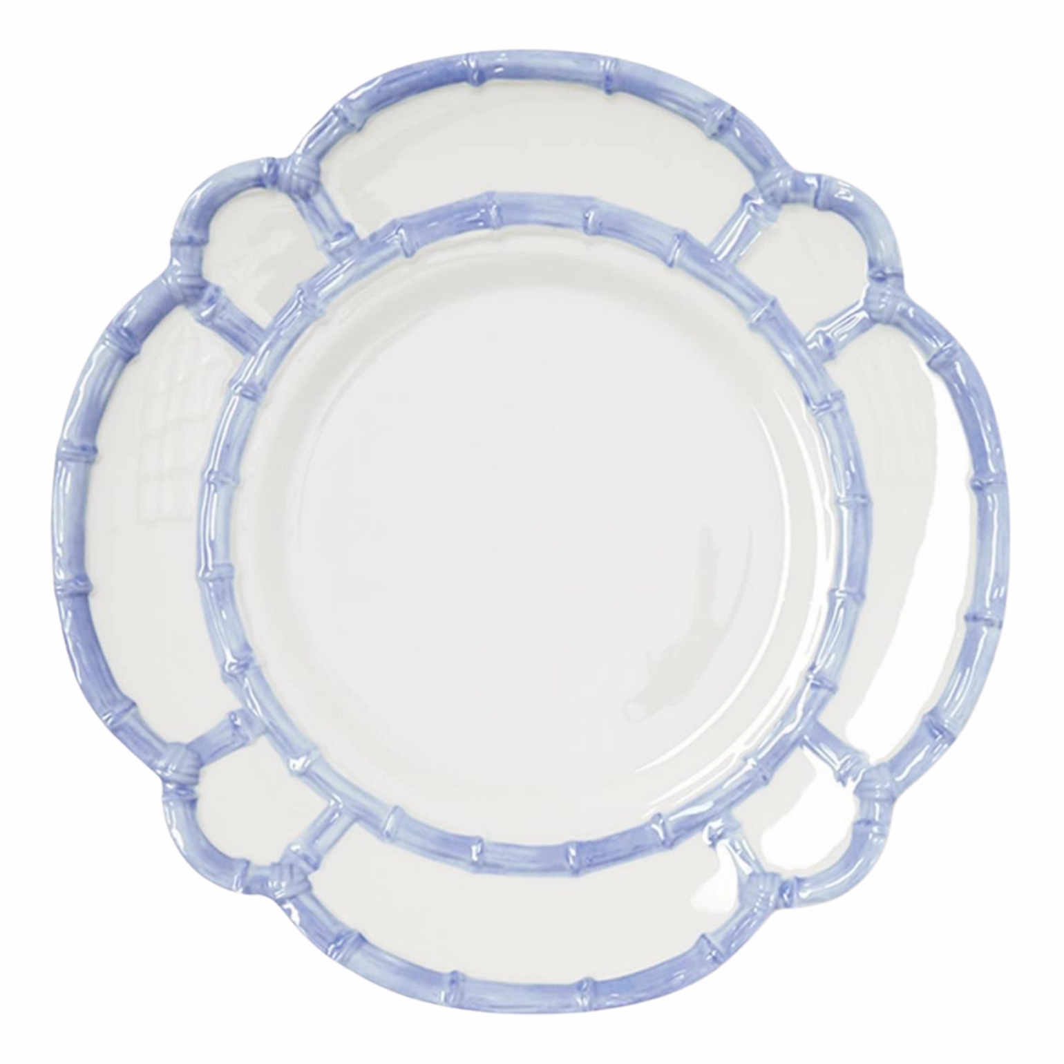 Set of 4 French Blue Bamboo Touch Dinner Plates with Bamboo Rim mini desktop sculpture