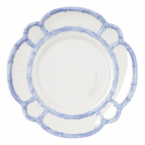 Set of 4 French Blue Bamboo Touch Dinner Plates with Bamboo Rim mini desktop sculpture