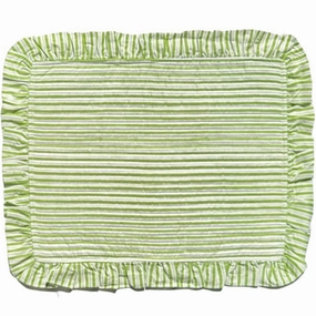 Set of 4 Green Striped Quilted Placemats with Ruffle mini desktop sculpture