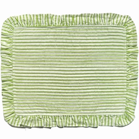 Set of 4 Green Striped Quilted Placemats with Ruffle cute desktop display