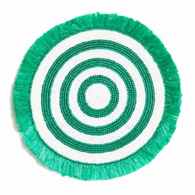 Set of 4 Green Woven Fringe Placemats mini desktop sculpture