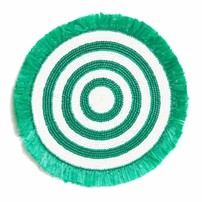 Set of 4 Green Woven Fringe Placemats cute desktop display