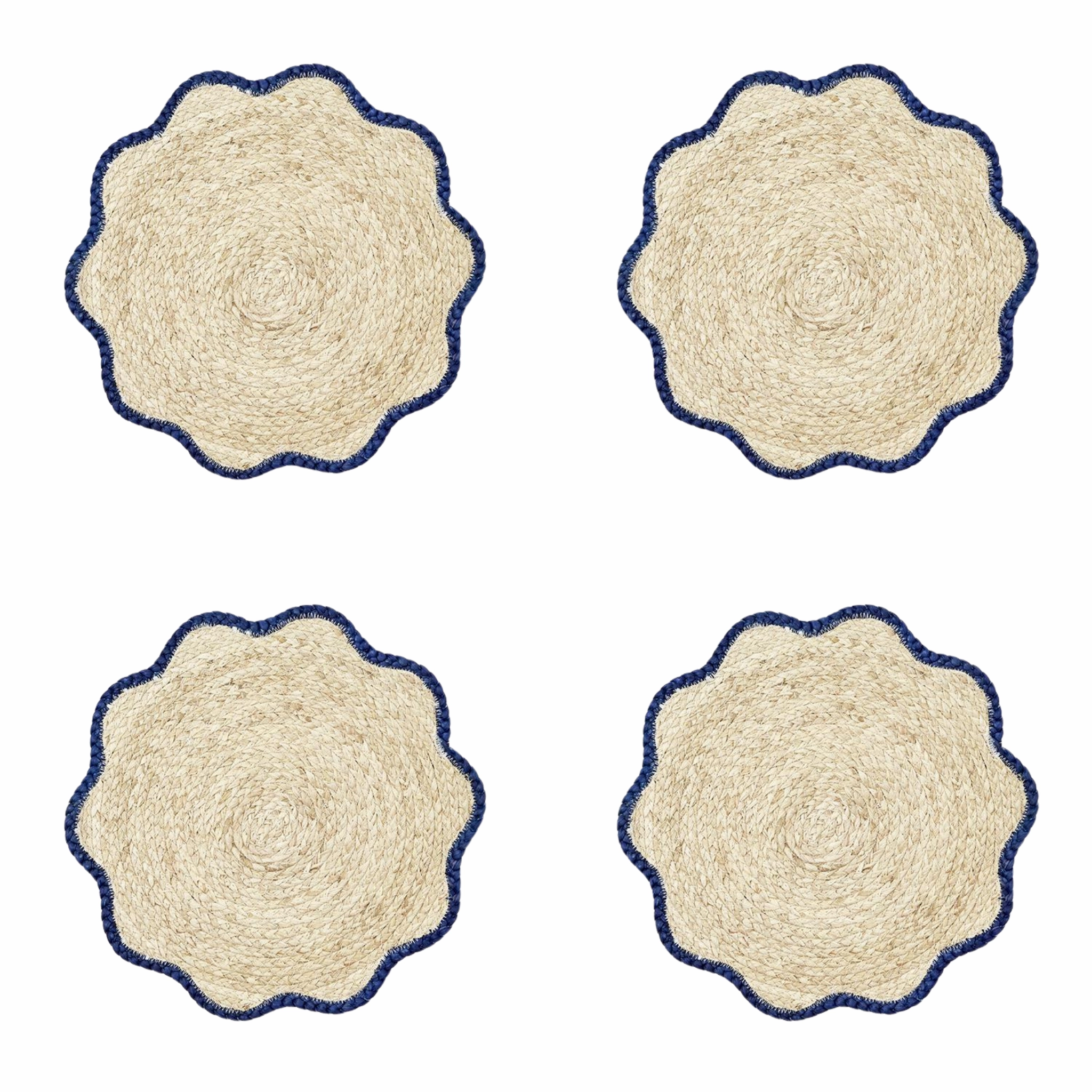 Set of 4 Handwoven Scalloped Edge Seagrass Placemats mini desktop sculpture
